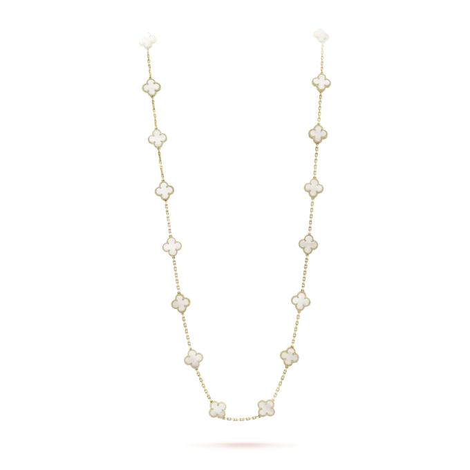 Vintage Alhambra Long Necklace, 20 Charms