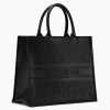 D Book Tote Bag In Black Oblique Embossed Calfskin