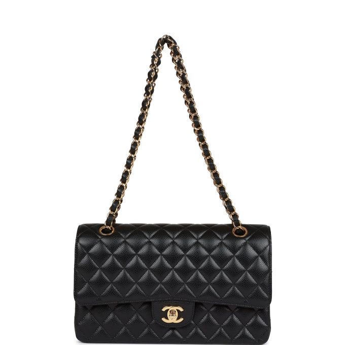 CC Medium Classic Double Flap Bag Black Caviar Gold Hardware - Image 6