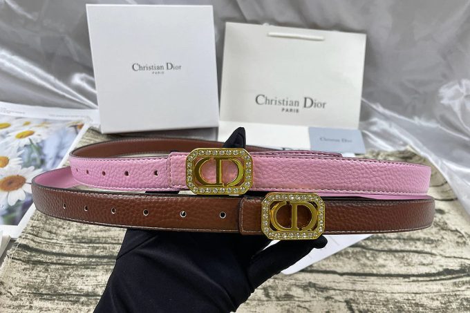 6 Colors  rhinestone CD lychee pattern double-sided belt - Image 9