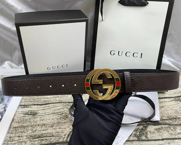 4 Colors  double-G three-layer lychee pattern double-sided belt