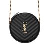 Y Vinyle Round Camera Bag in Chevron-Quilted Grain de Poudre Embossed Leather
