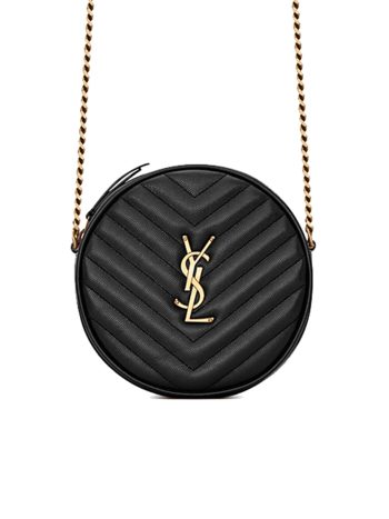 Y Vinyle Round Camera Bag in Chevron-Quilted Grain de Poudre Embossed Leather