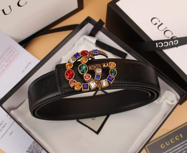 2  double G irregular colored diamond belts