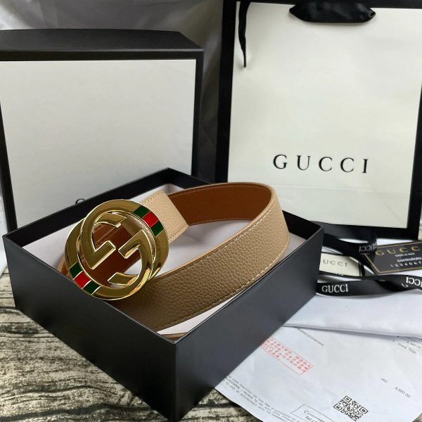 4 Colors  double-G three-layer lychee pattern double-sided belt