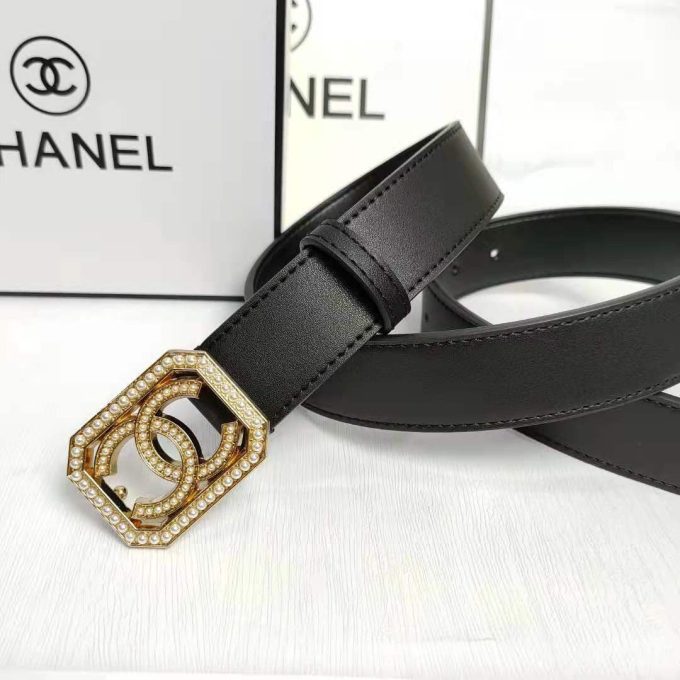 2 Colors Fashion pearl square buckle leather belt - Image 4