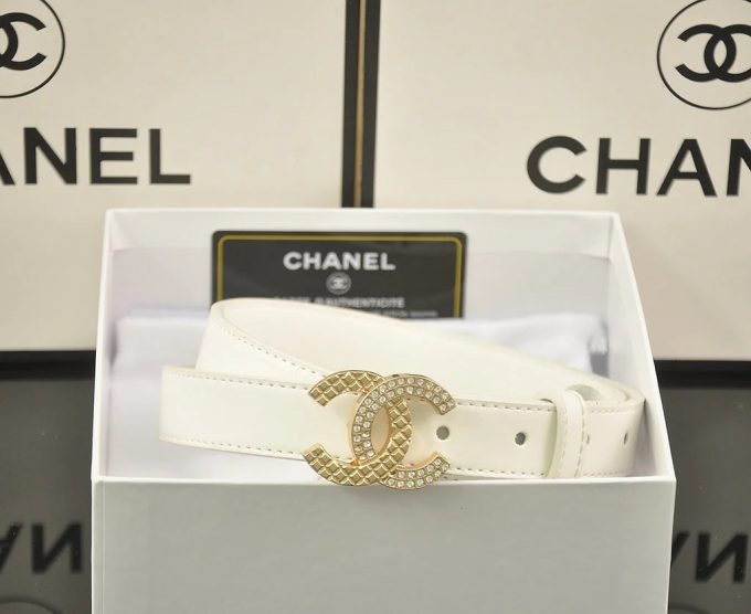 4 Colors fashion double C half rhinestone belt - Image 3