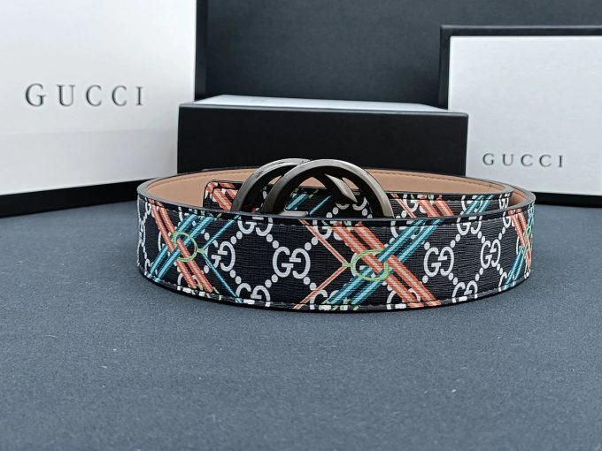 3 Colors  double G stripe calico belt - Image 2