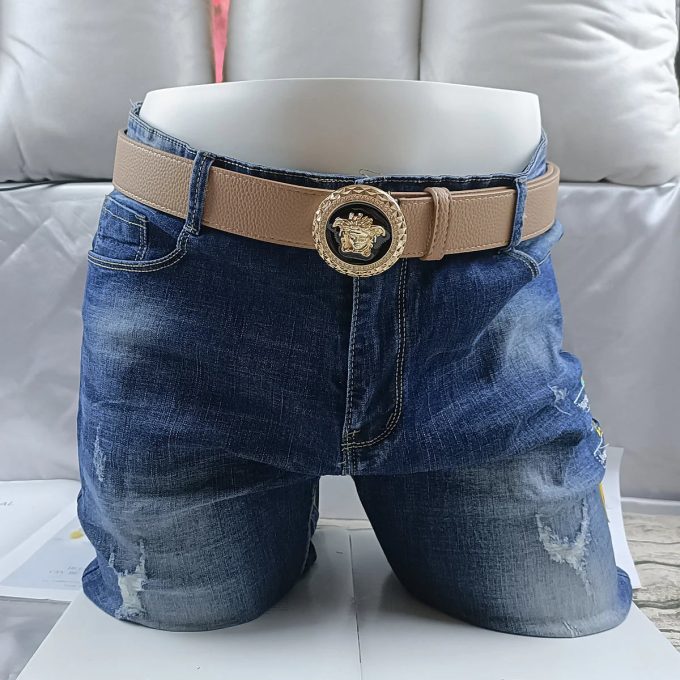 4 Colors Trendy Round Buckle Leather Belt - Image 2