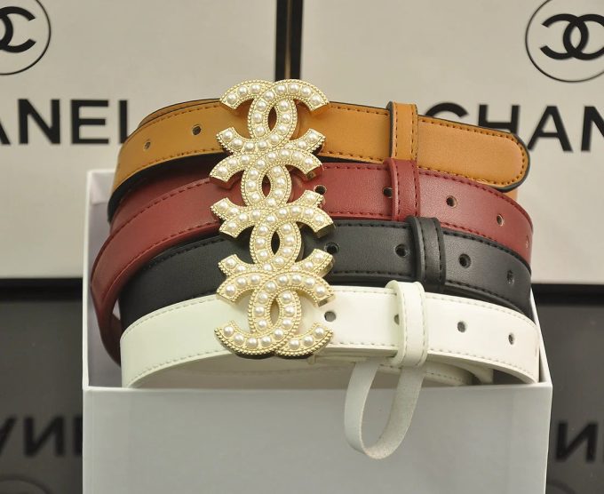 4 Colors fashion double C pearl belt - Image 6