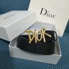 Four Character Black Leather Belt