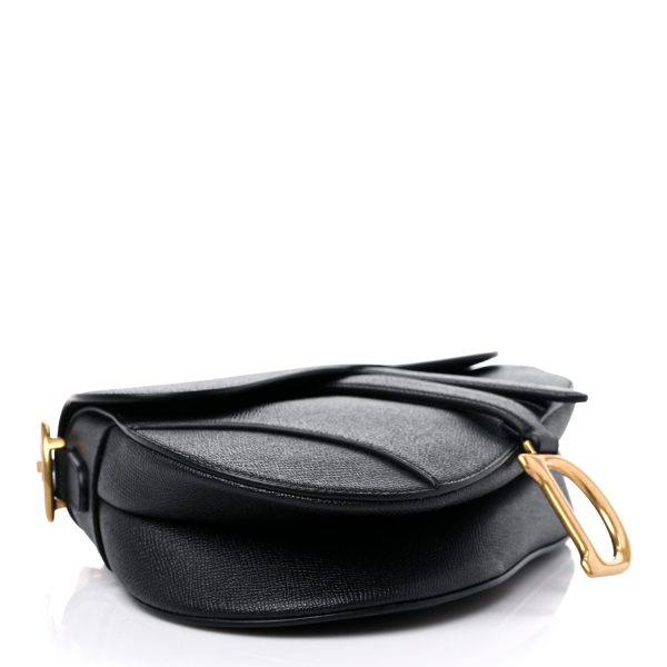 CHRISTIAN D Grained Calfskin Saddle Bag Black