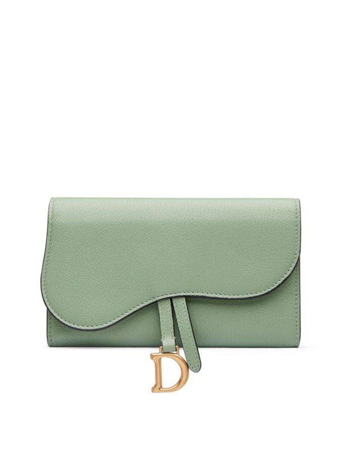 D Saddle Wallet in Goatskin Queen Mint - Image 3