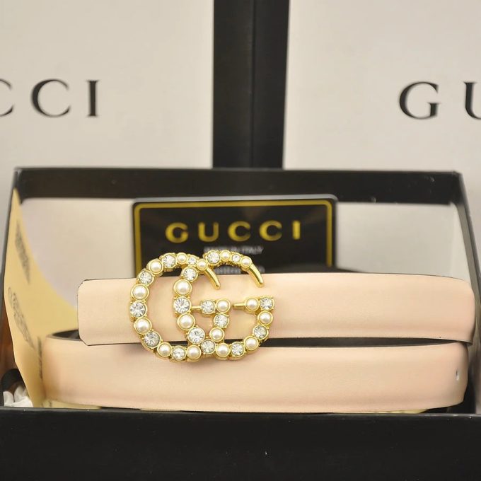 6 Colors fashion double C pearl rhinestone belt - Image 2