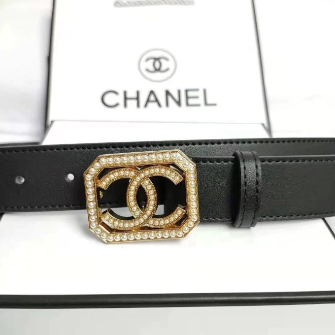2 Colors Fashion pearl square buckle leather belt - Image 5