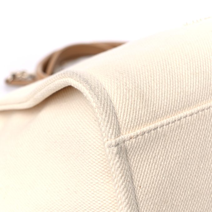 cc Canvas Pearl Large Deauville Tote Ecru Beige - Image 10