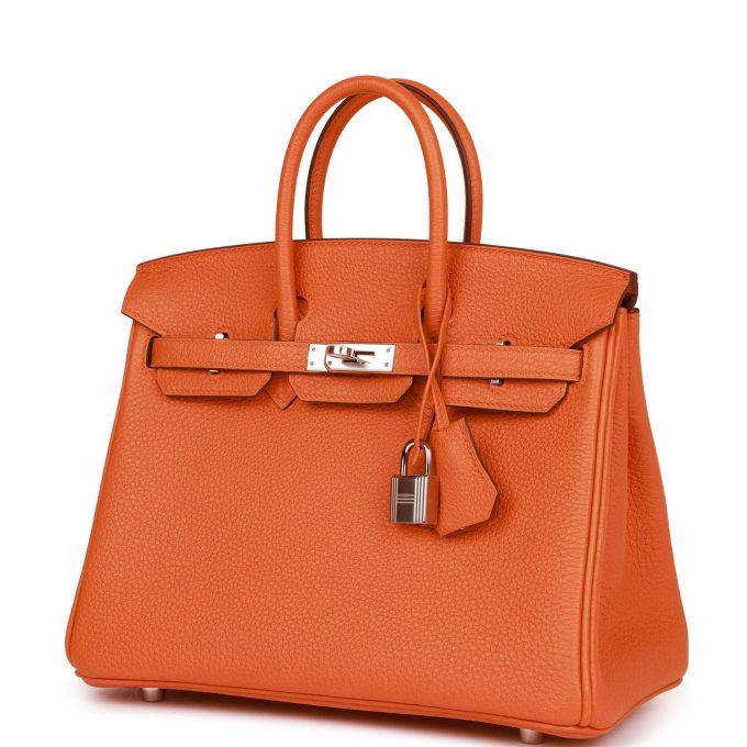 H Birkin 25 Orange Togo Palladium Hardware - Image 4