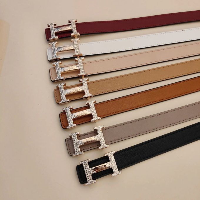 7 Colors Classic Letter Rhinestone Buckle Ladies Leather Belt - Image 8