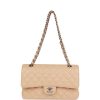 CC Medium Classic Double Flap Bag Beige Caviar Silver Hardware