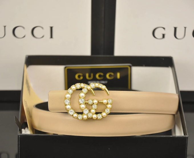 6 Colors fashion double C pearl rhinestone belt - Image 6