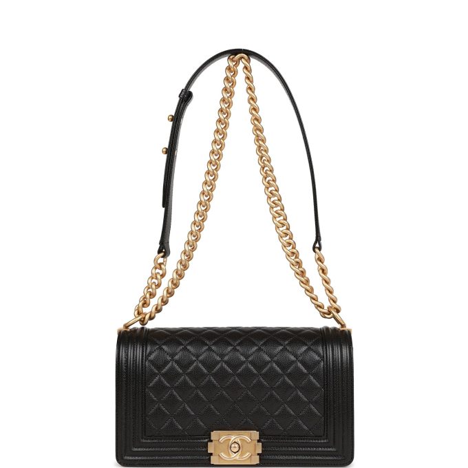 CC Medium Boy Bag Black Caviar Antique Gold Hardware - Image 6