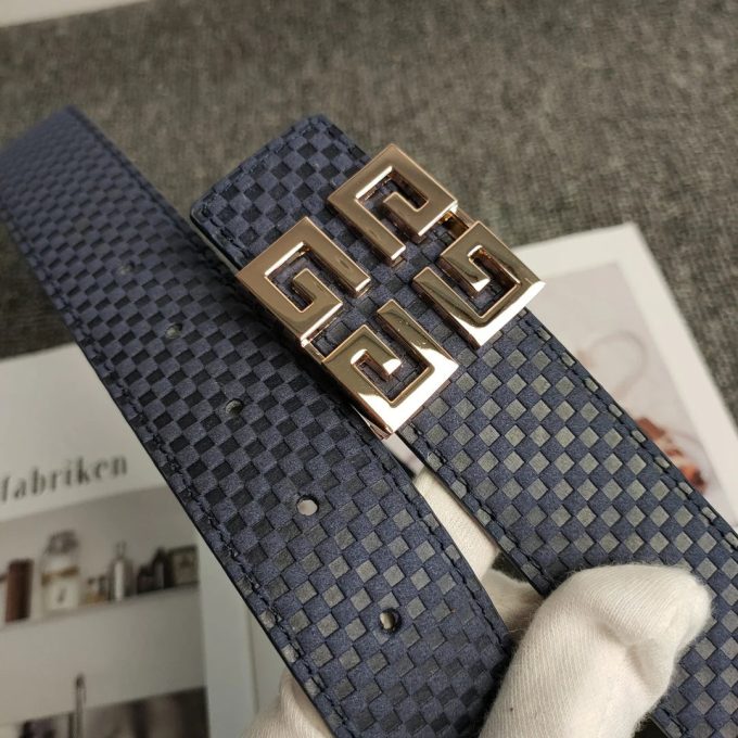 3 Colors Fashion check print square leather belt - Image 2