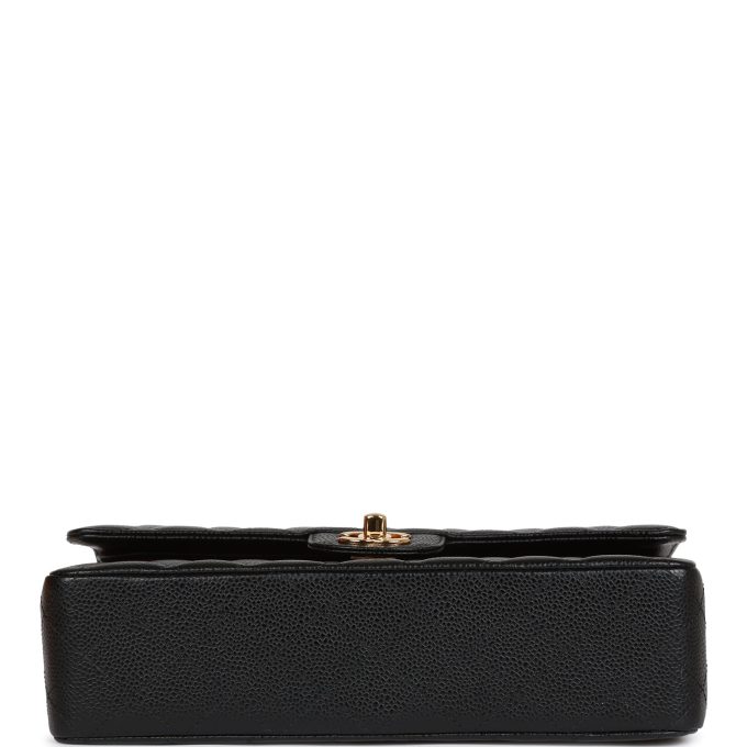 CC Medium Classic Double Flap Bag Black Caviar Gold Hardware - Image 5