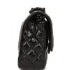 CC Medium Classic Double Flap Bag SO Black Crumpled Calfskin Black Hardware
