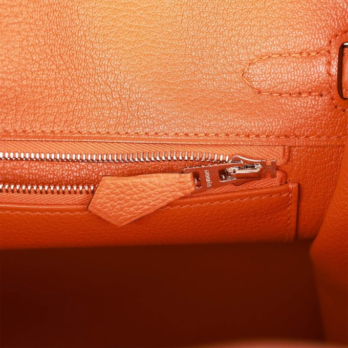 H Birkin 25 Orange Togo Palladium Hardware - Image 8