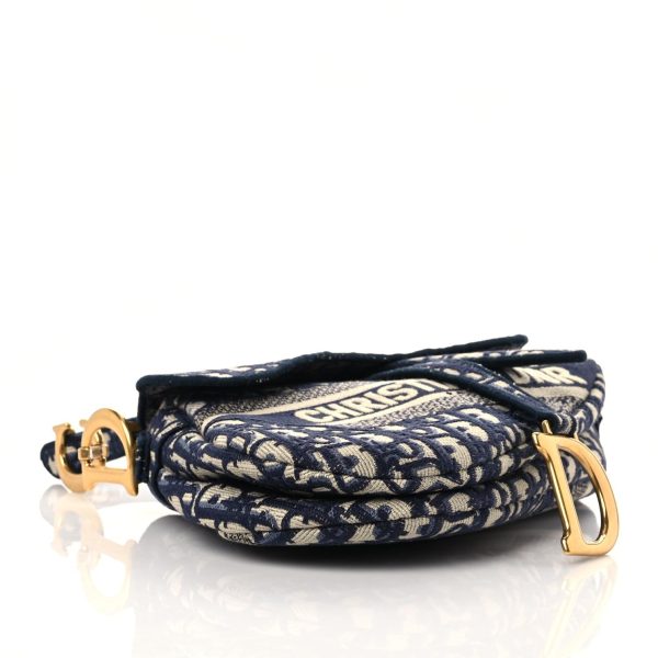CHRISTIAN D Oblique Embroidered Saddle Bag Blue