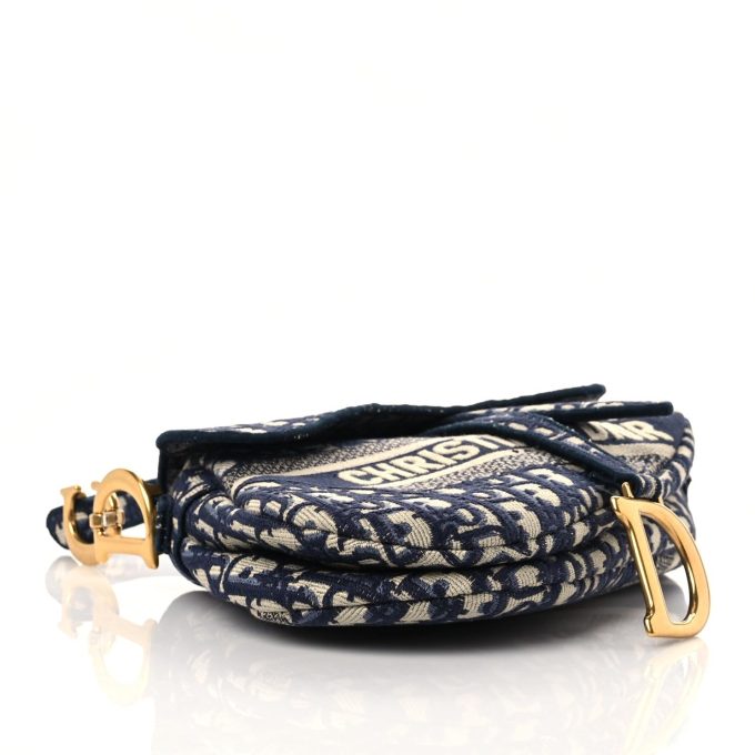 CHRISTIAN D Oblique Embroidered Saddle Bag Blue - Image 2