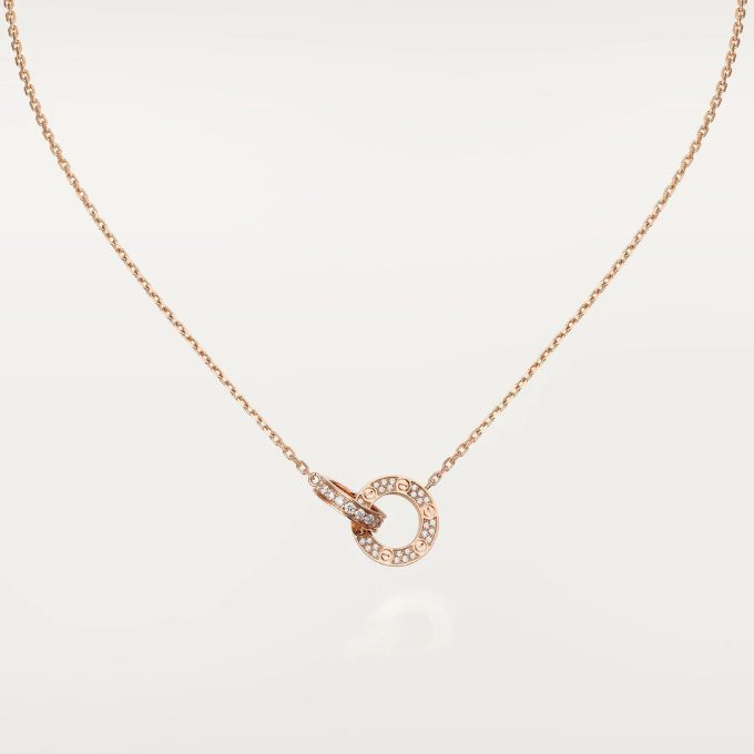 car Love Necklace Interlocking Circles Necklace With Diamond Paved - Image 2