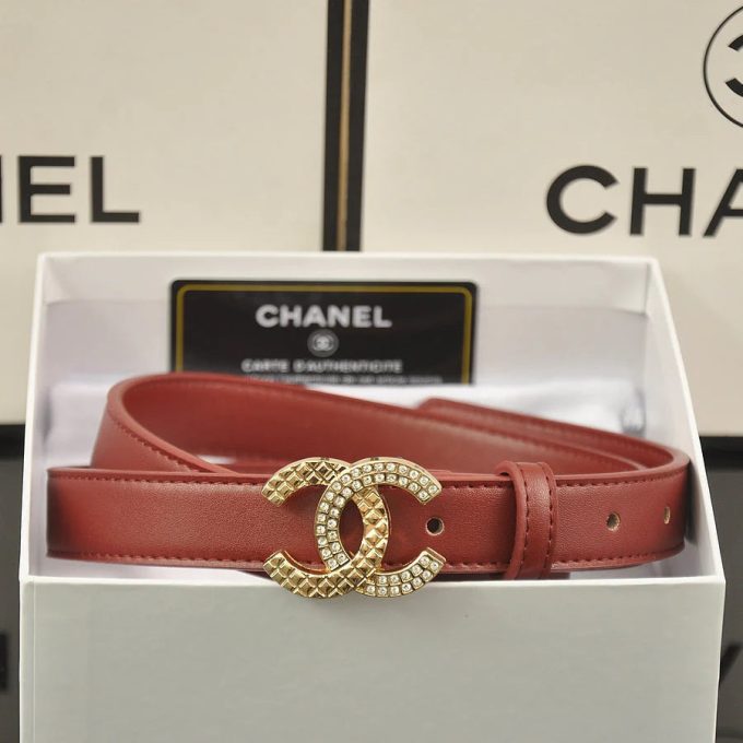 4 Colors fashion double C half rhinestone belt - Image 2