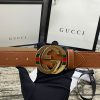 4 Colors  double-G three-layer lychee pattern double-sided belt