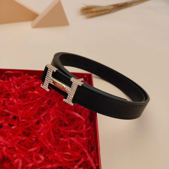 7 Colors Classic Letter Rhinestone Buckle Ladies Leather Belt - Image 2
