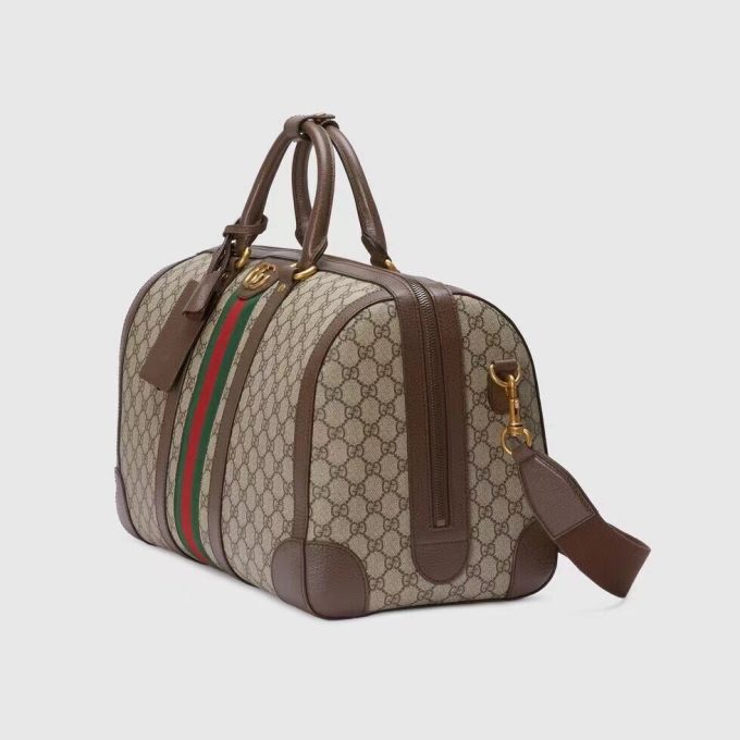 GG Savoy Small Duffle Bag Beige and Ebony GG Supreme Canvas 724262 - Image 6