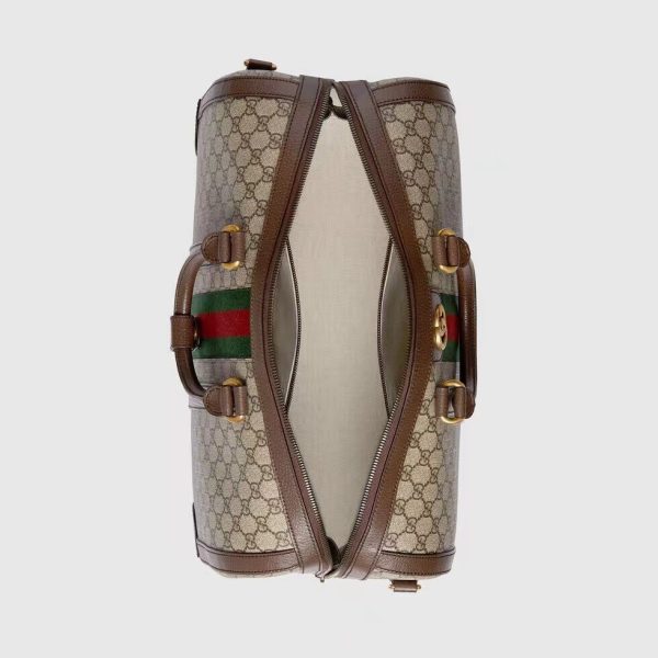 GG Savoy Small Duffle Bag Beige and Ebony GG Supreme Canvas 724262