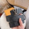 Classic black monogram silver buckle belt