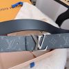 Classic black monogram silver buckle belt