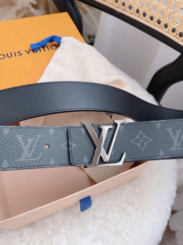 Classic black monogram silver buckle belt
