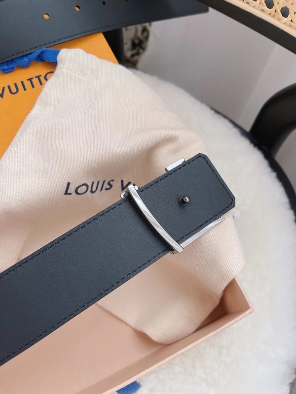 Classic black monogram silver buckle belt