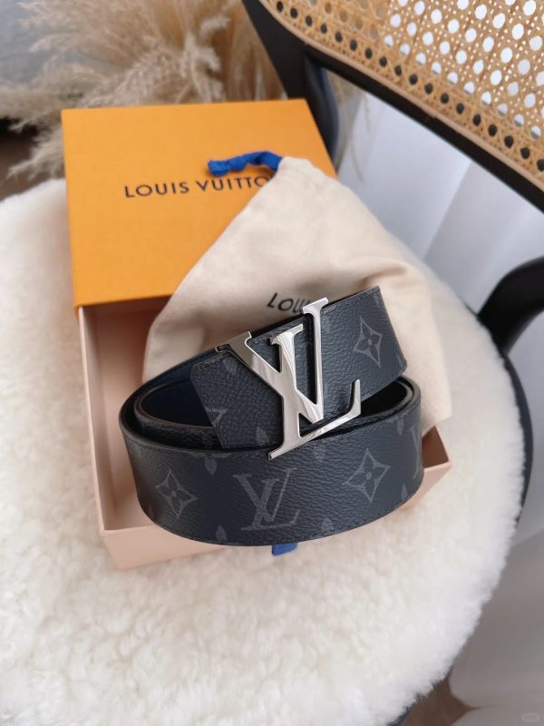 Classic black monogram silver buckle belt