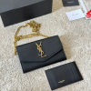 Y Uptown Leather Clutch  White