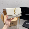 Y Uptown Leather Clutch  White