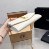 Y Uptown Leather Clutch  White