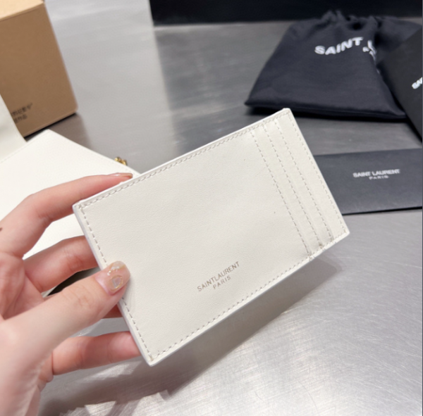 Y Uptown Leather Clutch  White