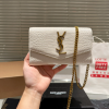 Y Uptown Leather Clutch  White