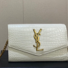 Y Uptown Leather Clutch  White