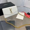 Y Uptown Leather Clutch  White