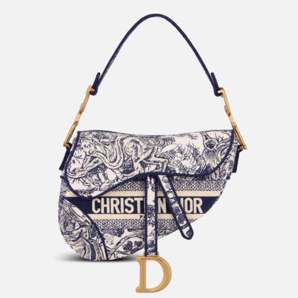 CD SADDLE BAG Blue Toile de Jouy Embroidery Reference: M0446CTDT_M808